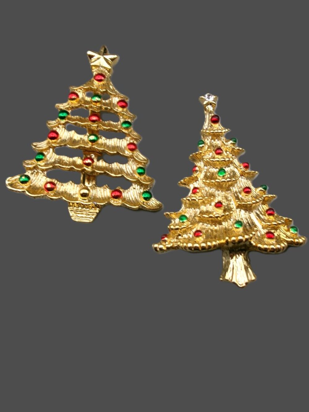 2 Vintage Gerry's Christmas Tree Brooches, Vintage Jewelry Lot